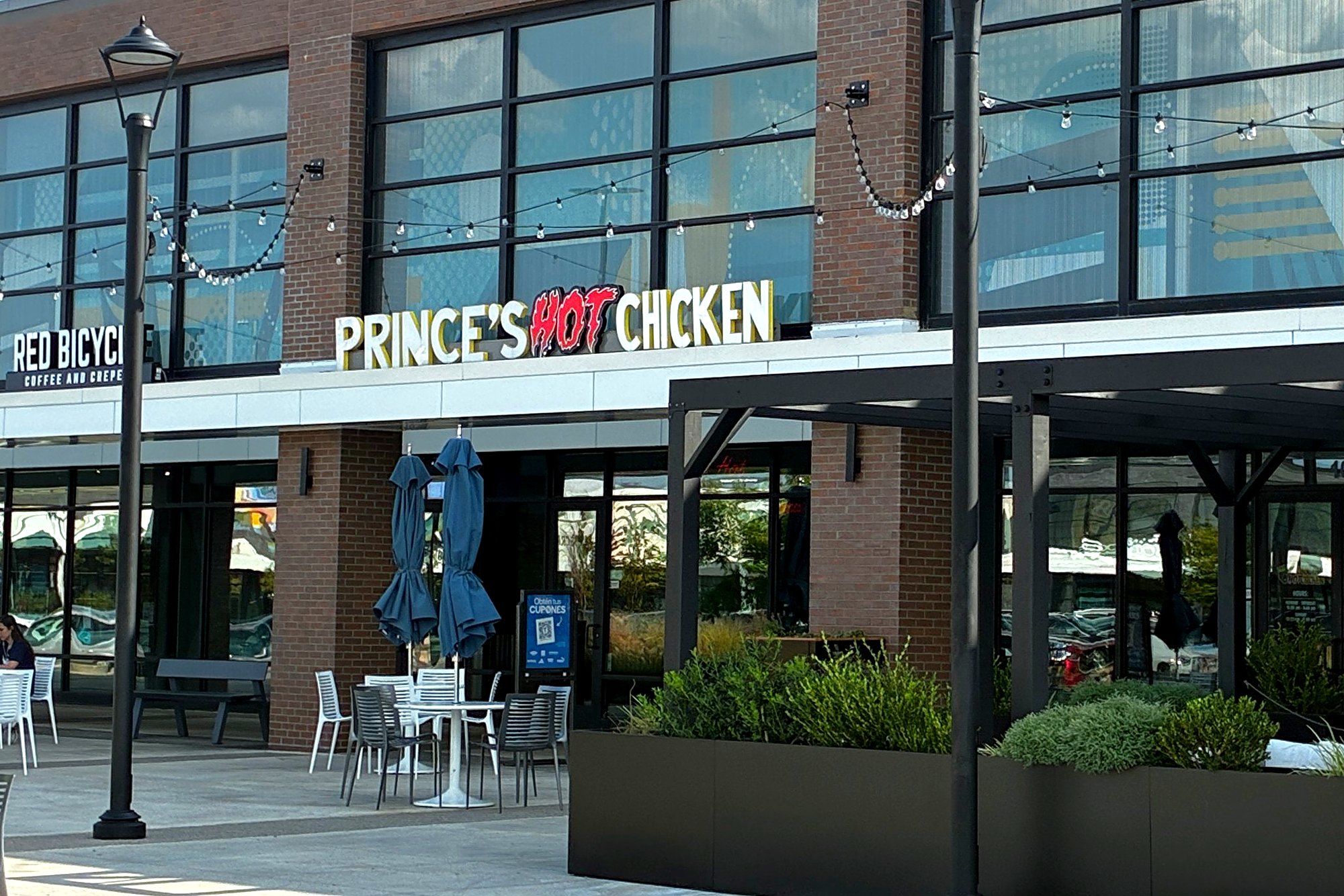 Prince's Hot Chicken and Red Bicycle storefronts at Century Farms